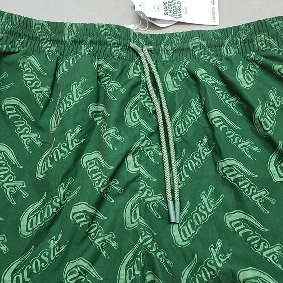 Lacoste Men's Swim Shorts Green White New Size M - NWT - Picture 2 of 9